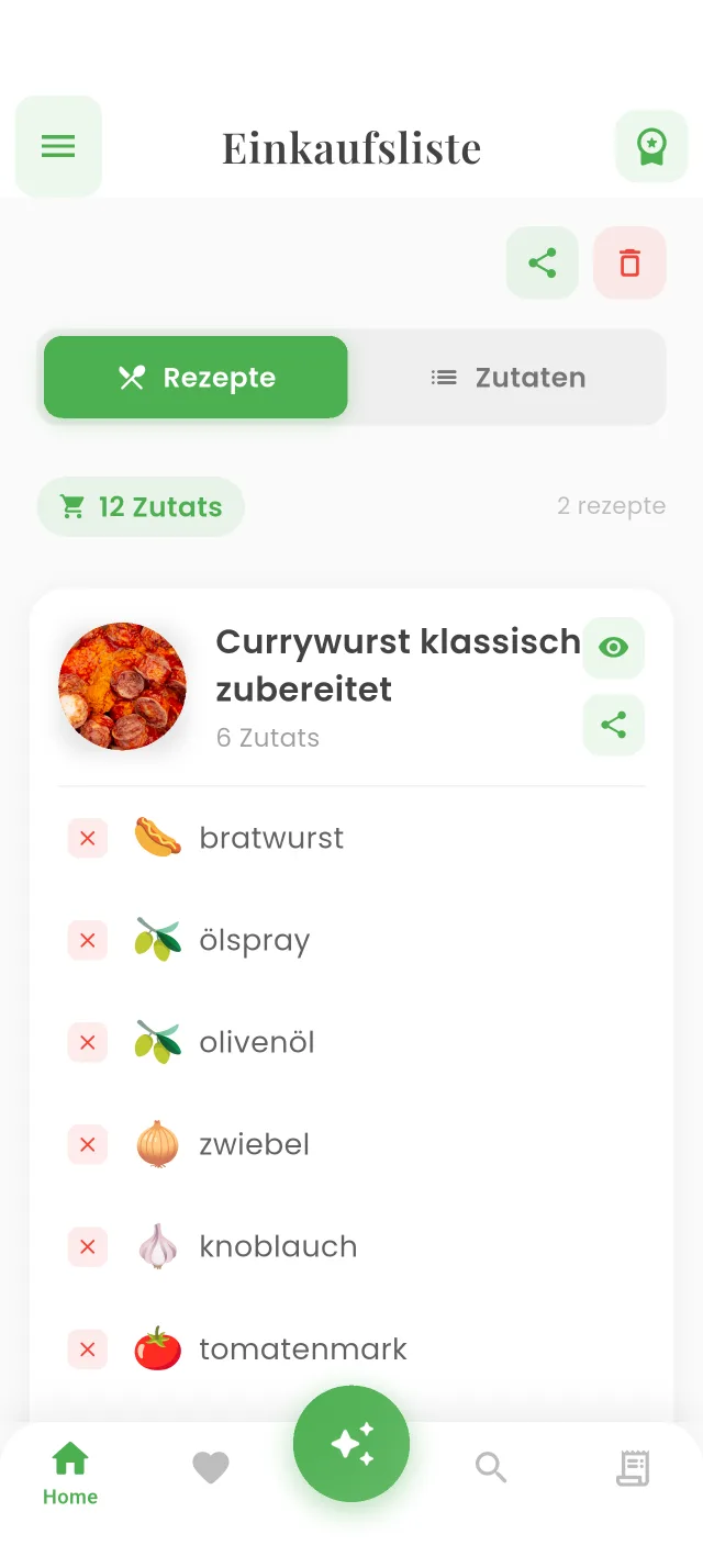 Automatische Einkaufsliste