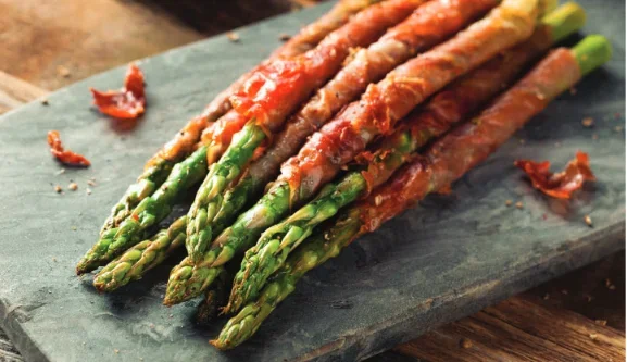 Asparagus wrapped in ham  in Air Fryer