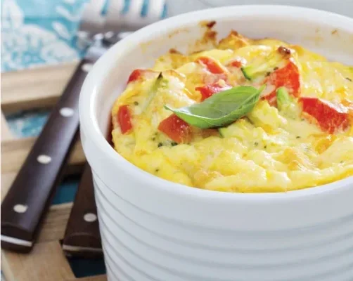 Cheese and vegetable omelette in Air Fryer