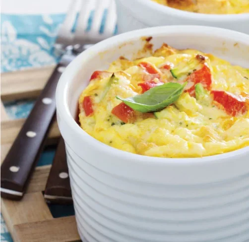 Cheese and vegetable omelette in Air Fryer