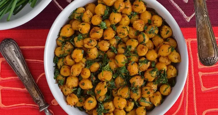 Chickpeas roasted with garlic and herbs  in Air Fryer