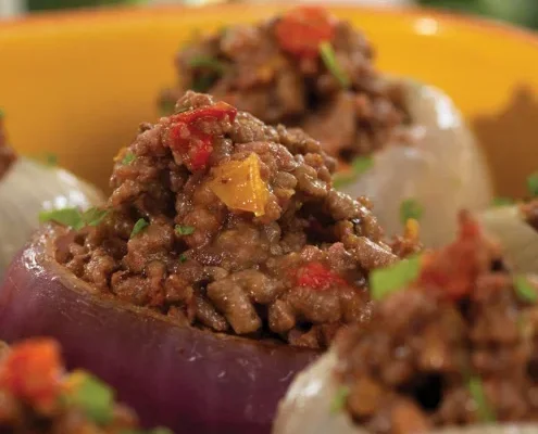 Onion stuffed with meat  in Air Fryer
