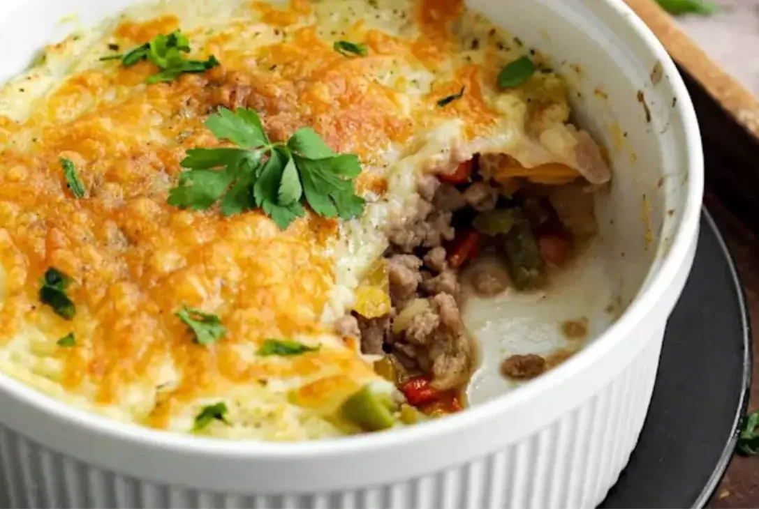 Air Fryer Ground Beef and Peppers