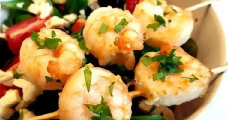 Skewered prawns with garlic for air fryer