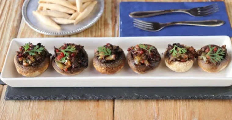 Mushrooms stuffed with ham for air fryer