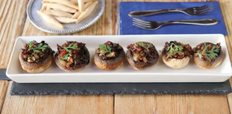 Mushrooms stuffed with ham for air fryer