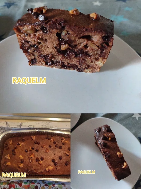 Banana and chocolate sponge cake with nuts and dark chocolate for air fryer